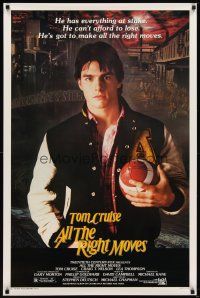 1t044 ALL THE RIGHT MOVES 1sh '83 close up of high school football player Tom Cruise!