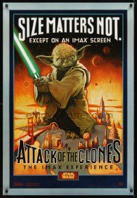 1t054 ATTACK OF THE CLONES style A DS IMAX 1sh '02 Star Wars Episode II, McMacken art of Yoda!