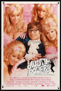 1t058 AUSTIN POWERS: INT'L MAN OF MYSTERY style B DS 1sh '97 Mike Myers w/sexy fembots!