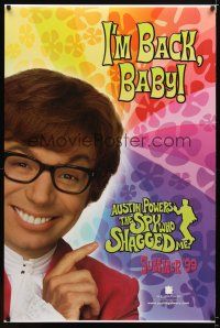 1t059 AUSTIN POWERS: THE SPY WHO SHAGGED ME set of 2 teaser DS 1shs '99 Myers as Powers & Dr. Evil!