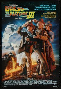 1t071 BACK TO THE FUTURE III DS 1sh '90 Michael J. Fox, Chris Lloyd, Drew Struzan art!