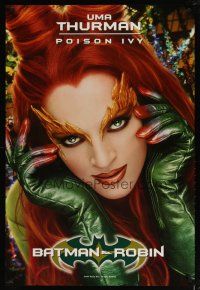 1t082 BATMAN & ROBIN teaser 1sh '97 close-up image of sexy Uma Thurman as Poison Ivy, ultra-rare!