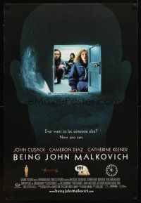 1t094 BEING JOHN MALKOVICH DS 1sh '99 Spike Jonze directed, Cusack, Cameron Diaz, Catherine Keener!