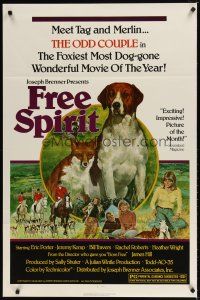 1t096 BELSTONE FOX 1sh '73 nature documentary, cool art of fox & hound dog, Free Spirit!