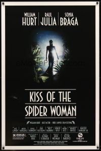 1t387 KISS OF THE SPIDER WOMAN 1sh '85 cool artwork of sexy Sonia Braga in spiderweb dress!