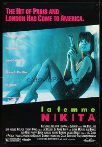 1t395 LA FEMME NIKITA 1sh '91 Luc Besson, super-sexy Anne Parillaud w/pistol!