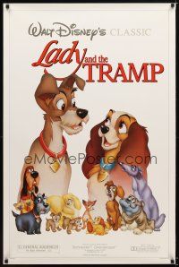 1t398 LADY & THE TRAMP 1sh R86 Walt Disney romantic canine dog classic cartoon!