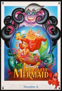 1t434 LITTLE MERMAID advance DS 1sh R97 great image of Ariel & cast, Disney underwater cartoon!