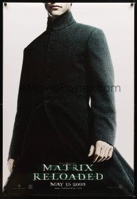 1t471 MATRIX RELOADED teaser DS 1sh '03 great image of Keanu Reeves as Neo!