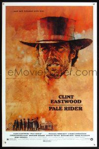 1t545 PALE RIDER 1sh '85 great artwork of cowboy Clint Eastwood by C. Michael Dudash!