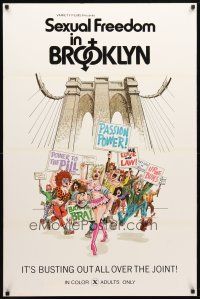 1t658 SEXUAL FREEDOM IN BROOKLYN 1sh '71 great artwork, it's busting out all over the joint!