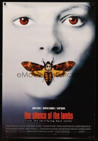 1t671 SILENCE OF THE LAMBS style D DS 1sh '90 great image of Jodie Foster w/moth over mouth!