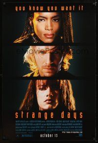 1t719 STRANGE DAYS cast style advance 1sh '95 Ralph Fiennes, Angela Bassett, Juliette Lewis!