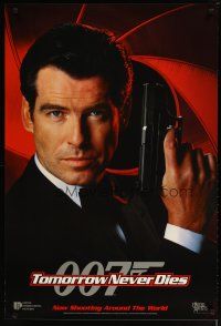 1t760 TOMORROW NEVER DIES int'l teaser DS 1sh '97 Pierce Brosnan as James Bond 007 w/gun!