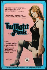 1t780 TWILIGHT PINK video/theatrical 1sh '81 sexy Veronica Hart in black lingerie & nylons!