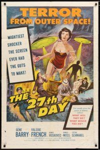 1w011 27th DAY 1sh '57 terror from space, mightiest shocker the screen ever had the guts to make!