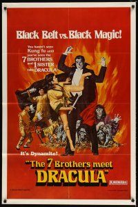 1w018 7 BROTHERS MEET DRACULA 1sh '79 The Legend of the 7 Golden Vampires, different art!