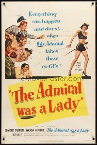 1w031 ADMIRAL WAS A LADY 1sh '50 Edmond O'Brien, boxer & cab driver lust after sexy Wanda Hendrix!