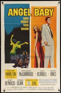 1w051 ANGEL BABY 1sh '61 full-length George Hamilton standing with sexiest Salome Jens!
