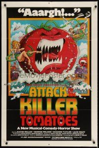 1w066 ATTACK OF THE KILLER TOMATOES 1sh '79 wacky monster artwork by David Weisman!