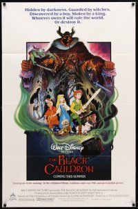 1w116 BLACK CAULDRON advance 1sh '85 first Walt Disney CG, cool fantasy art by P. Wensel!