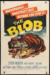 1w131 BLOB 1sh '58 art of the indescribable & indestructible monster, nothing can stop it!