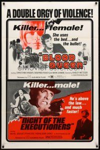 1w139 BLOOD QUEEN/NIGHT OF THE EXECUTIONERS 1sh '73 a double orgy of violence!