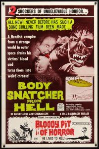 1w144 BODY SNATCHER FROM HELL/BLOODY PIT OF HORROR 1sh '70s two shockers of unbelievable horror!