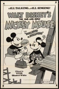1w165 BUILDING A BUILDING 1sh R74 Walt Disney, Mickey & Minnie Mouse on construction site!