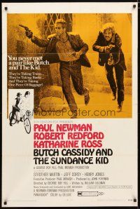 1w169 BUTCH CASSIDY & THE SUNDANCE KID style B 1sh '69 Paul Newman, Robert Redford, Katharine Ross!