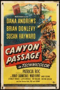 1w183 CANYON PASSAGE style E 1sh '45 Jacques Tourneur, Dana Andrews, Susan Hayward, Brian Donlevy