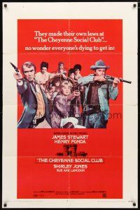 1w207 CHEYENNE SOCIAL CLUB 1sh '70 Jimmy Stewart, Henry Fonda w/guns & ladies of the night!