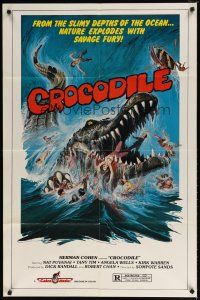 1w243 CROCODILE 1sh '81 Chorake, wild art of giant croc eating naked girl!