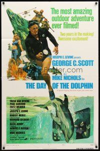 1w259 DAY OF THE DOLPHIN style D 1sh '73 George C. Scott, Mike Nichols, dolphin assassin!