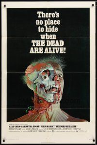 1w263 DEAD ARE ALIVE 1sh '72 wild zombie horror image, there's no place to hide!