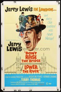 1w287 DON'T RAISE THE BRIDGE, LOWER THE RIVER 1sh '68 wacky image of Jerry Lewis in London!