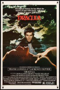 1w292 DRACULA style B 1sh '79 Bram Stoker, close up of vampire Frank Langella & sexy girl!