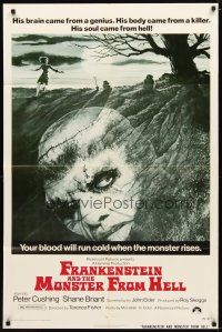 1w358 FRANKENSTEIN & THE MONSTER FROM HELL 1sh '74 your blood will run cold when he rises!