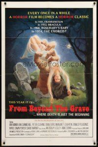 1w363 FROM BEYOND THE GRAVE 1sh '75 art of huge hand grabbing sexy near-naked girl from grave!