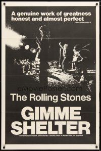 1w379 GIMME SHELTER b&w style 1sh '71 Rolling Stones out of control rock & roll concert!