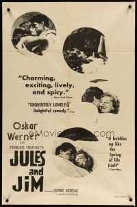 1w490 JULES & JIM 1sh '62 Francois Truffaut's Jules et Jim, Jeanne Moreau, Oskar Werner