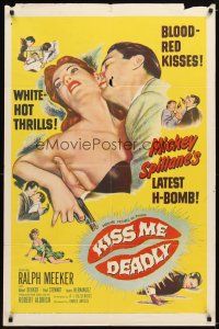 1w499 KISS ME DEADLY 1sh '55 Mickey Spillane, Robert Aldrich, Ralph Meeker as Mike Hammer!