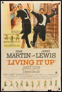 1w524 LIVING IT UP 1sh '54 sexy Janet Leigh watches wacky Dean Martin & Jerry Lewis!