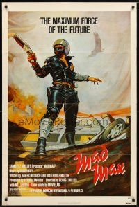 1w539 MAD MAX 1sh '80 art of wasteland cop Mel Gibson, George Miller Australian sci-fi classic