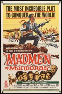 1w543 MADMEN OF MANDORAS 1sh '63 the most incredible plot to conquer the world, wacky sci-fi art!