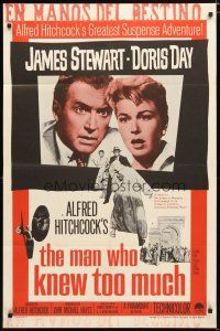 1w550 MAN WHO KNEW TOO MUCH 1sh R60s James Stewart & Doris Day, directed by Alfred Hitchcock!