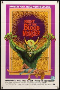 1w595 NIGHT OF THE BLOOD MONSTER 1sh '72 Jess Franco, art of wacky beast & half-dressed sexy girl!