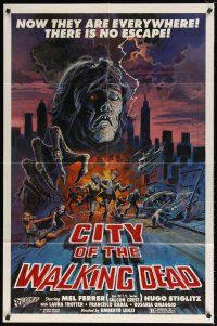 1w598 NIGHTMARE CITY 1sh R84 Umberto Lenzi's City of the Walking Dead!