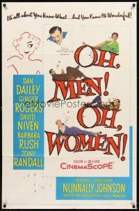 1w612 OH MEN OH WOMEN 1sh '57 Dan Dailey, Ginger Rogers, David Niven, Barbara Rush