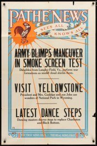 1w002 PATHE NEWS 1sh '27 newsreel, Army Blimps Maneuver, Yellowstone, sees all knows all!